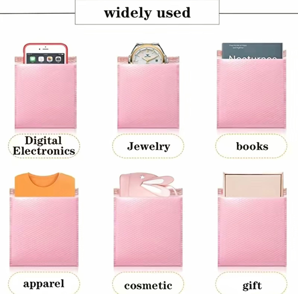 10 pcs Baby Pink bubble shipping bag