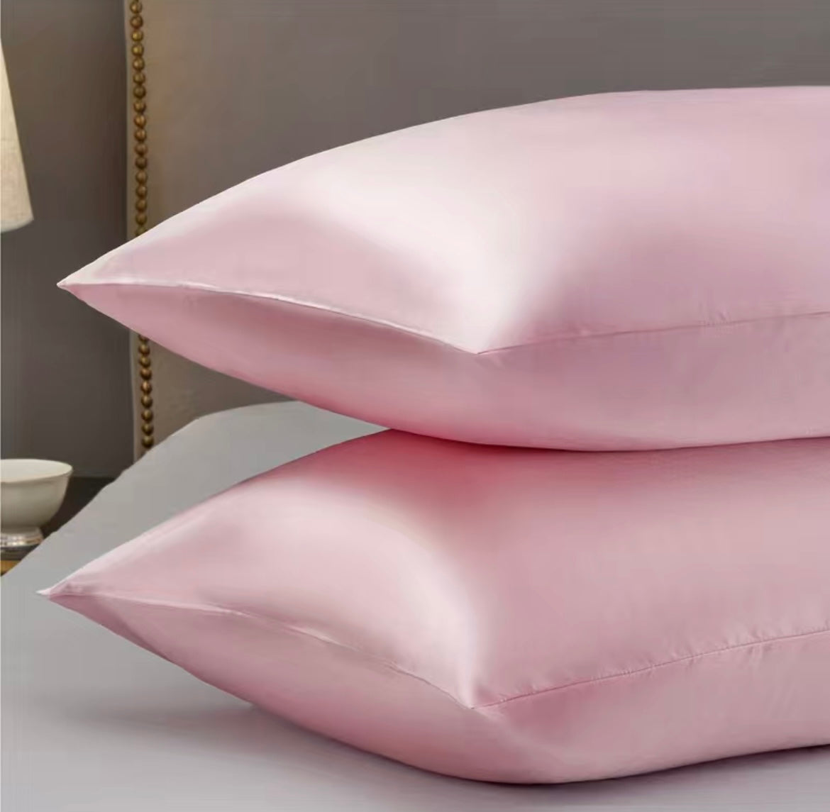 2 pcs Pink satin pillowcase 20 x 30 inches