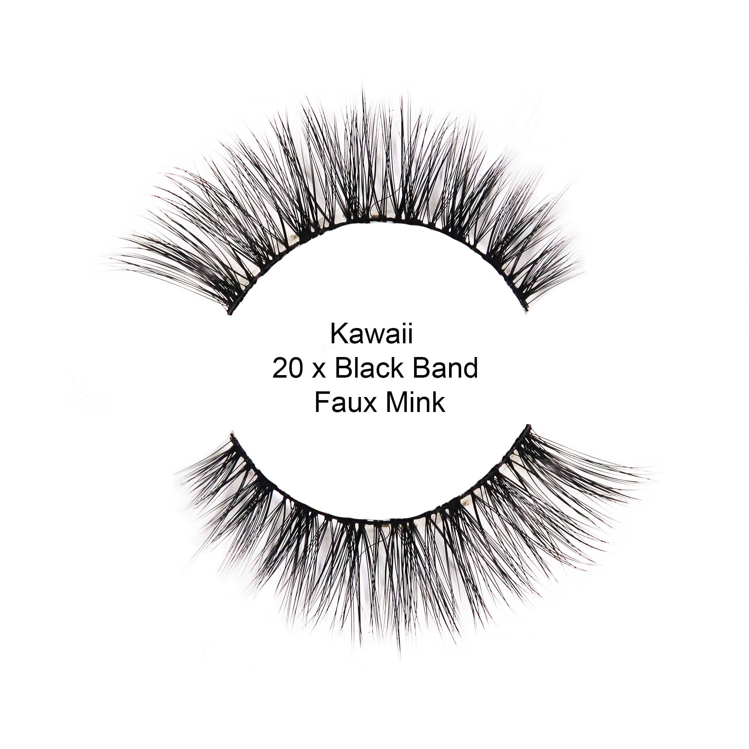 Kawaii Lashes x 20 Black band | Natural Faux Mink