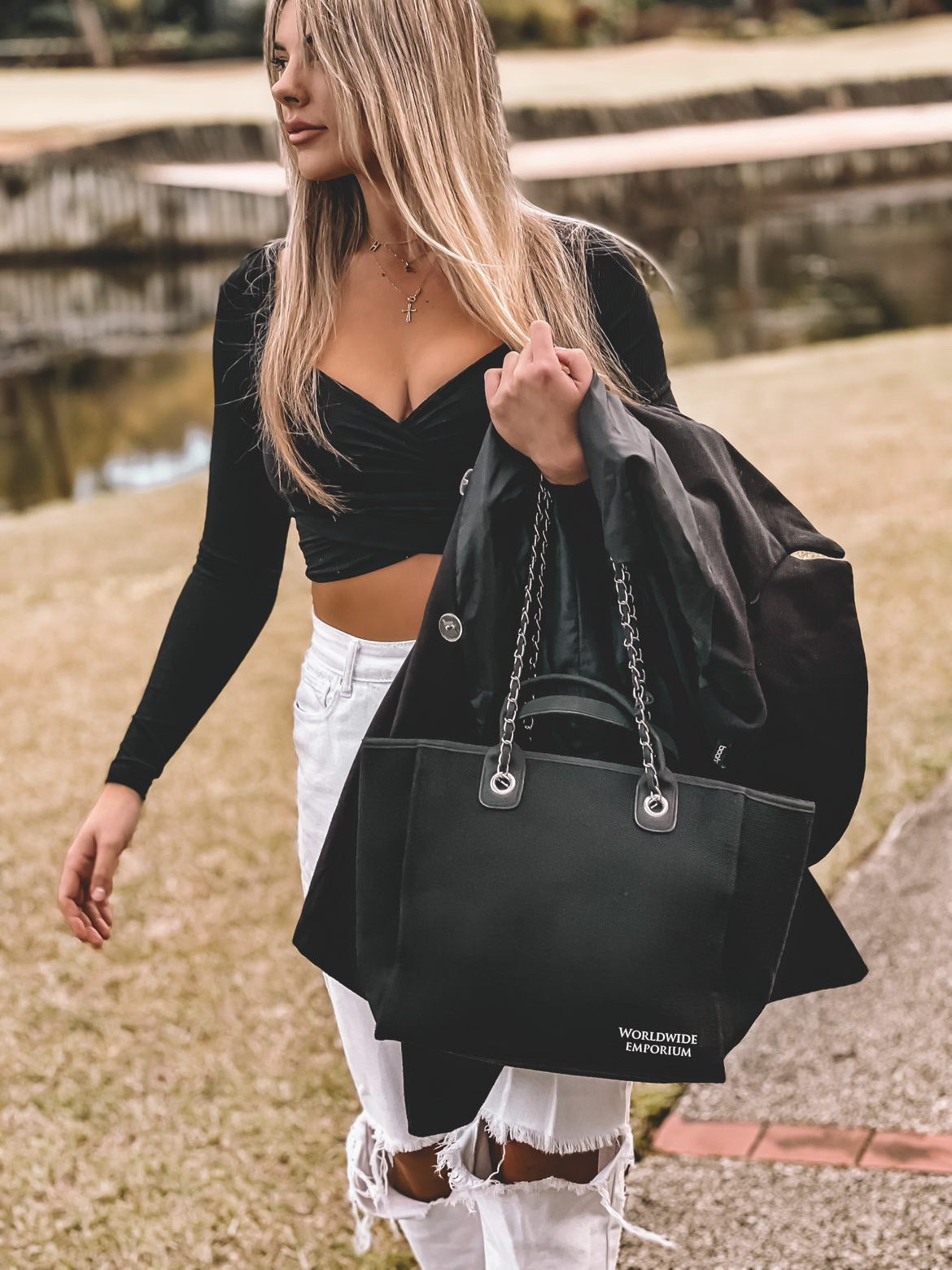 Black leather hotsell everyday bag