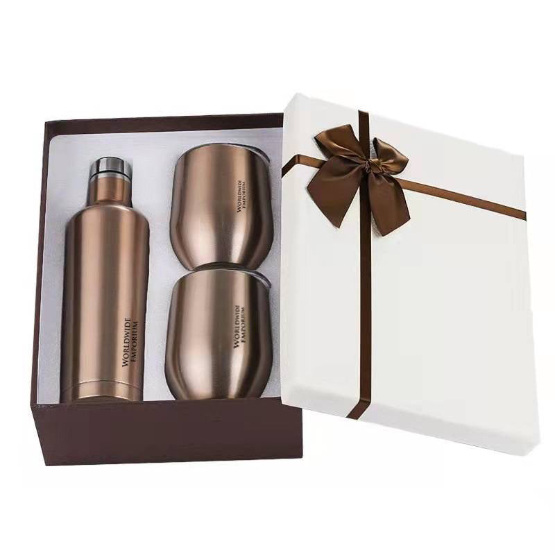 Gold bottle and cups gift set