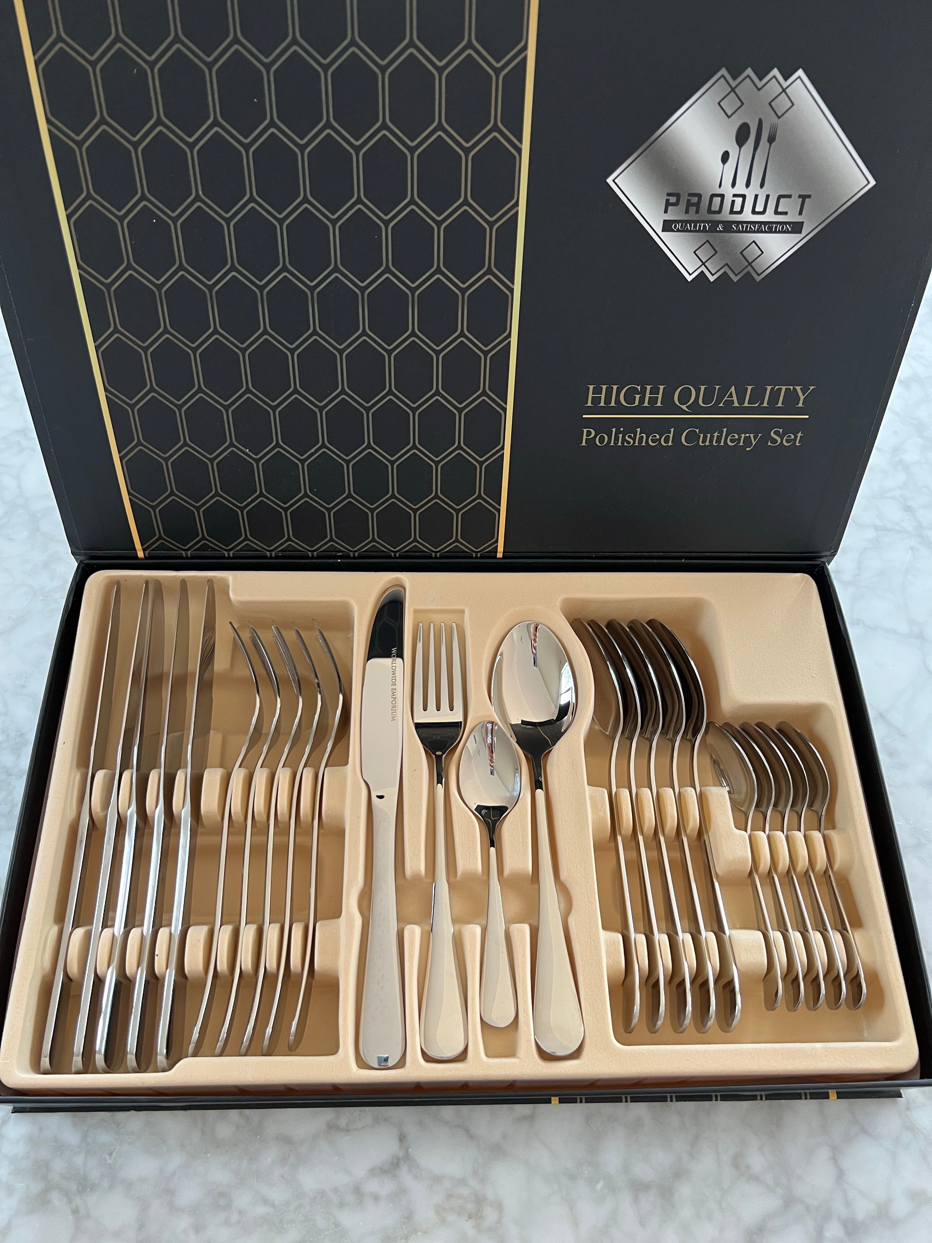 24 pcs Silver Premium Stainless Steel Cutlery Set